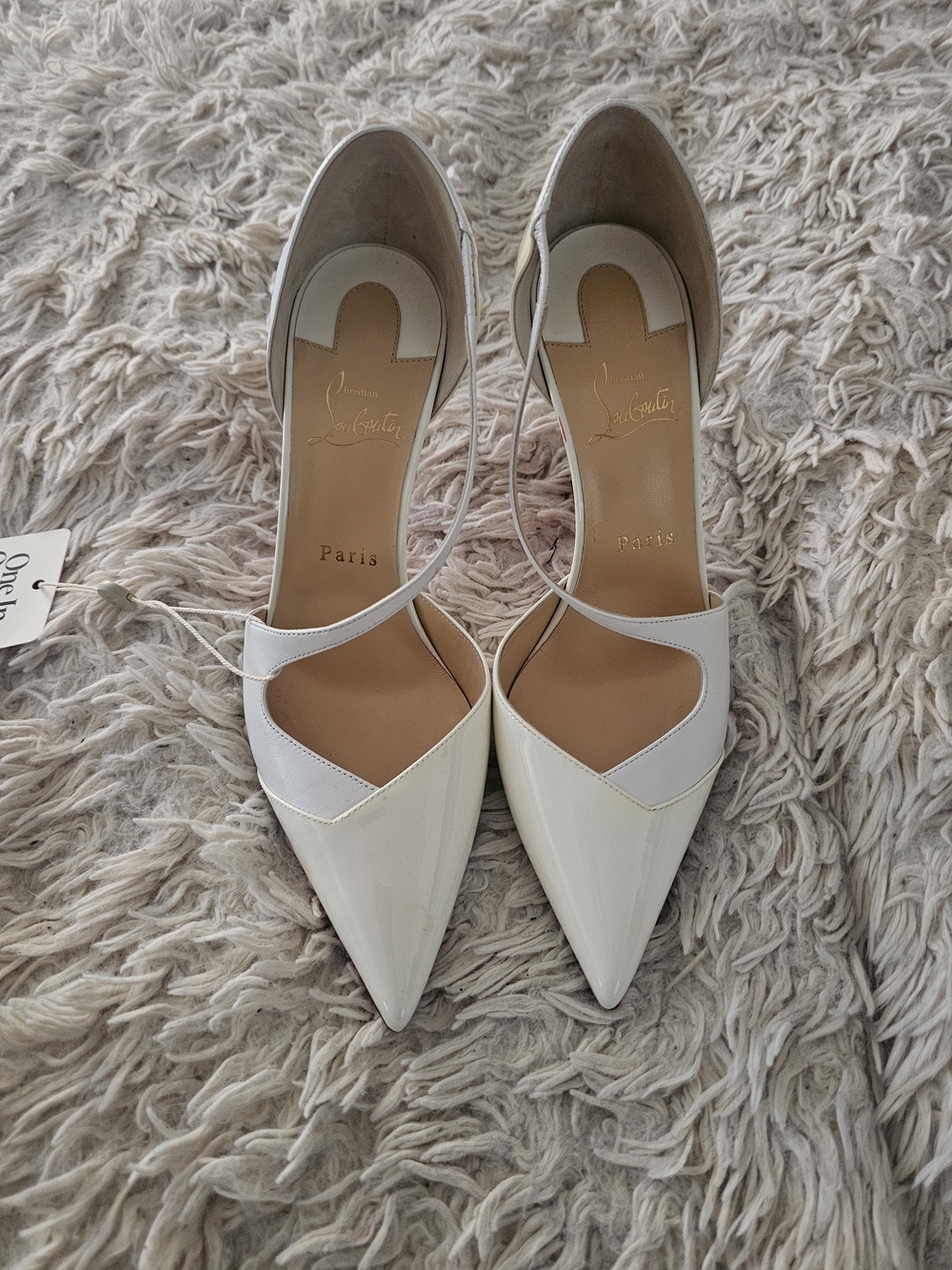 Christian Louboutin White Patent Pointed Slingback Pumps